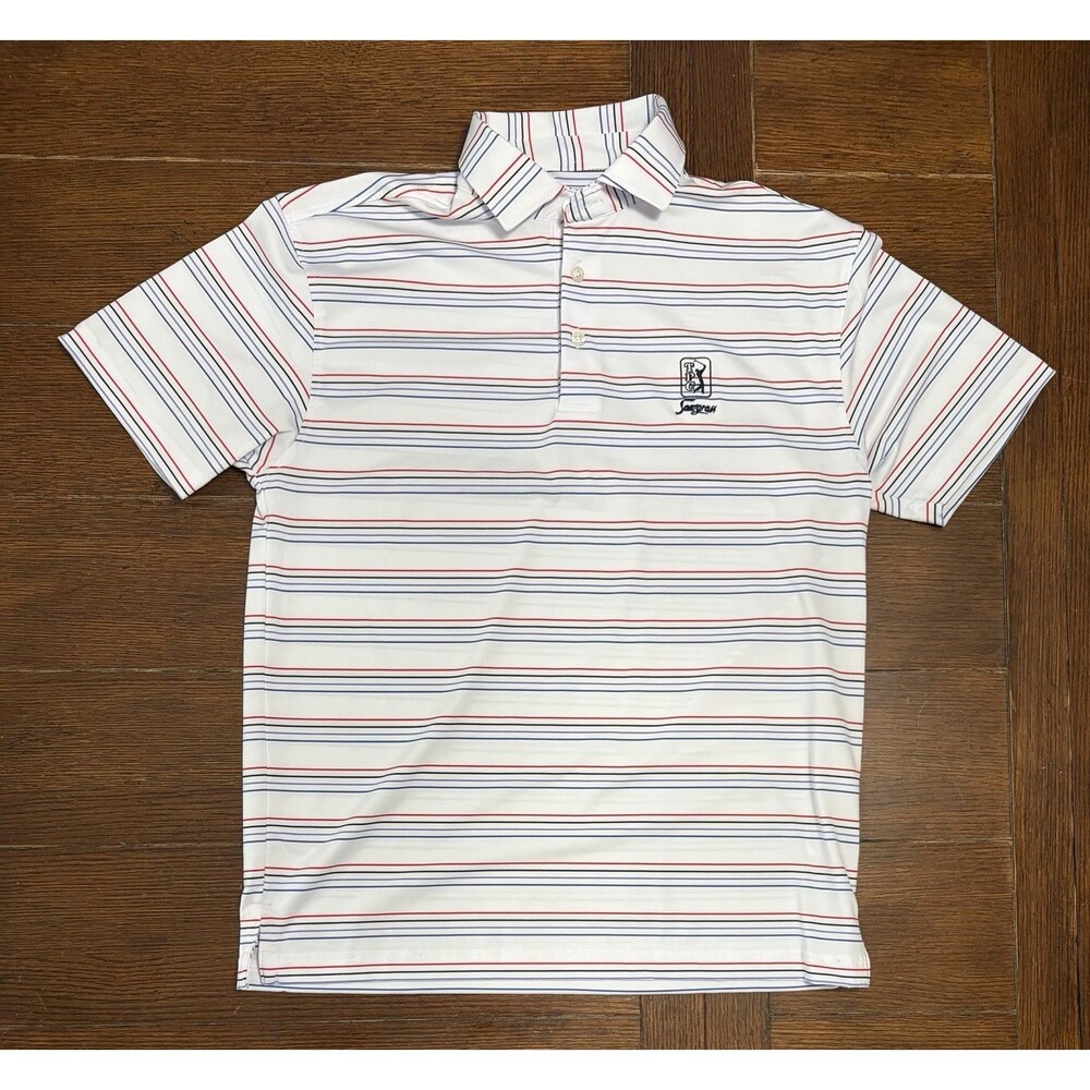 Rhoback Men’s Size Small TPC Sawgrass Red White And Blue Golf Polo